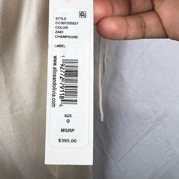 Alice + Olivia NWT Harmony Drapey Champagne Slip Midi Dress Size XS -$395 - Picture 4 of 10